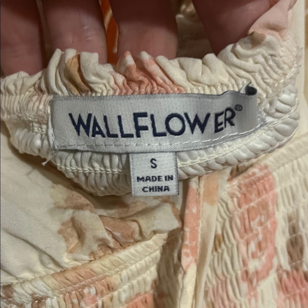 WALLFLOWER Boho Cream Halter Maxi Dress W/Pink Floral Print Size Juniors Small - Picture 3 of 10